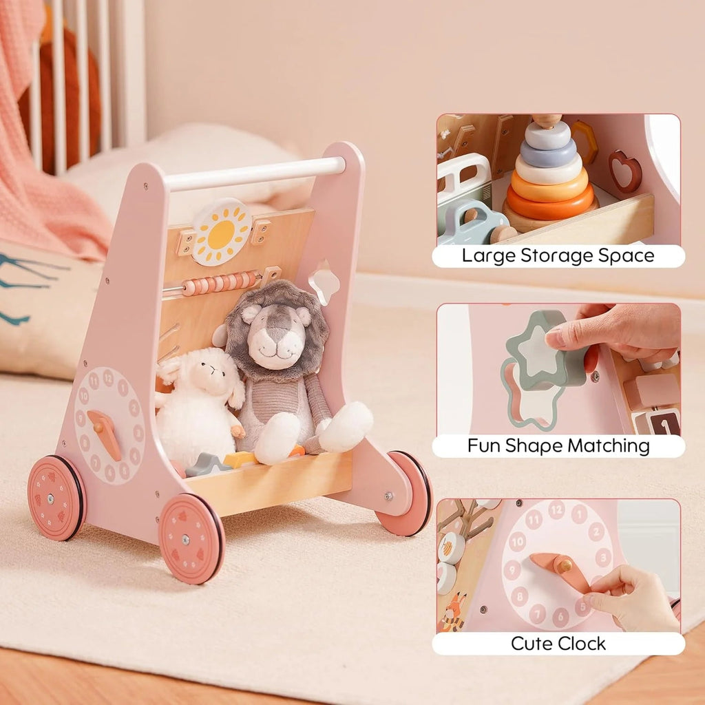 Wooden Interactive Walker with Xylophone & Puzzles - Baby Sessions