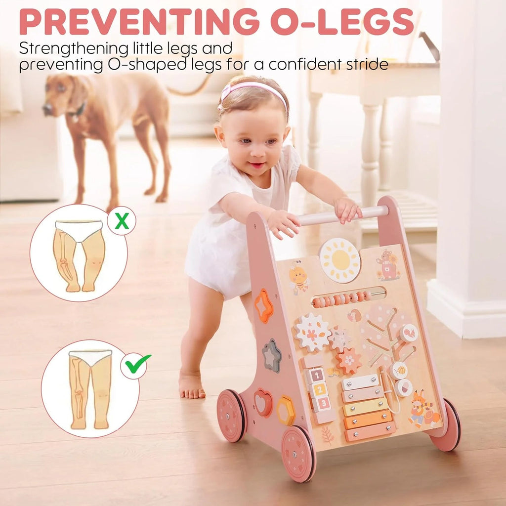 Wooden Interactive Walker with Xylophone & Puzzles - Baby Sessions