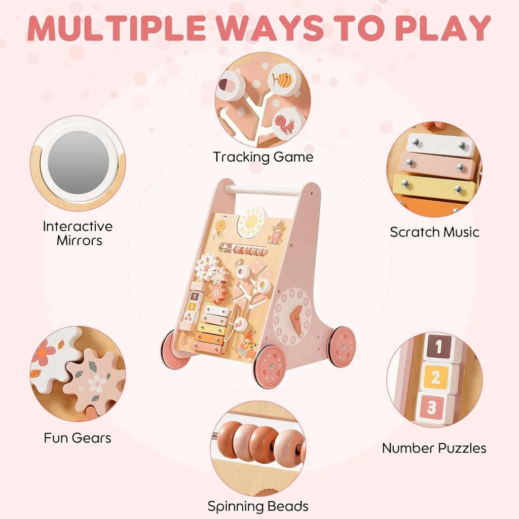 Wooden Interactive Walker with Xylophone & Puzzles - Baby Sessions