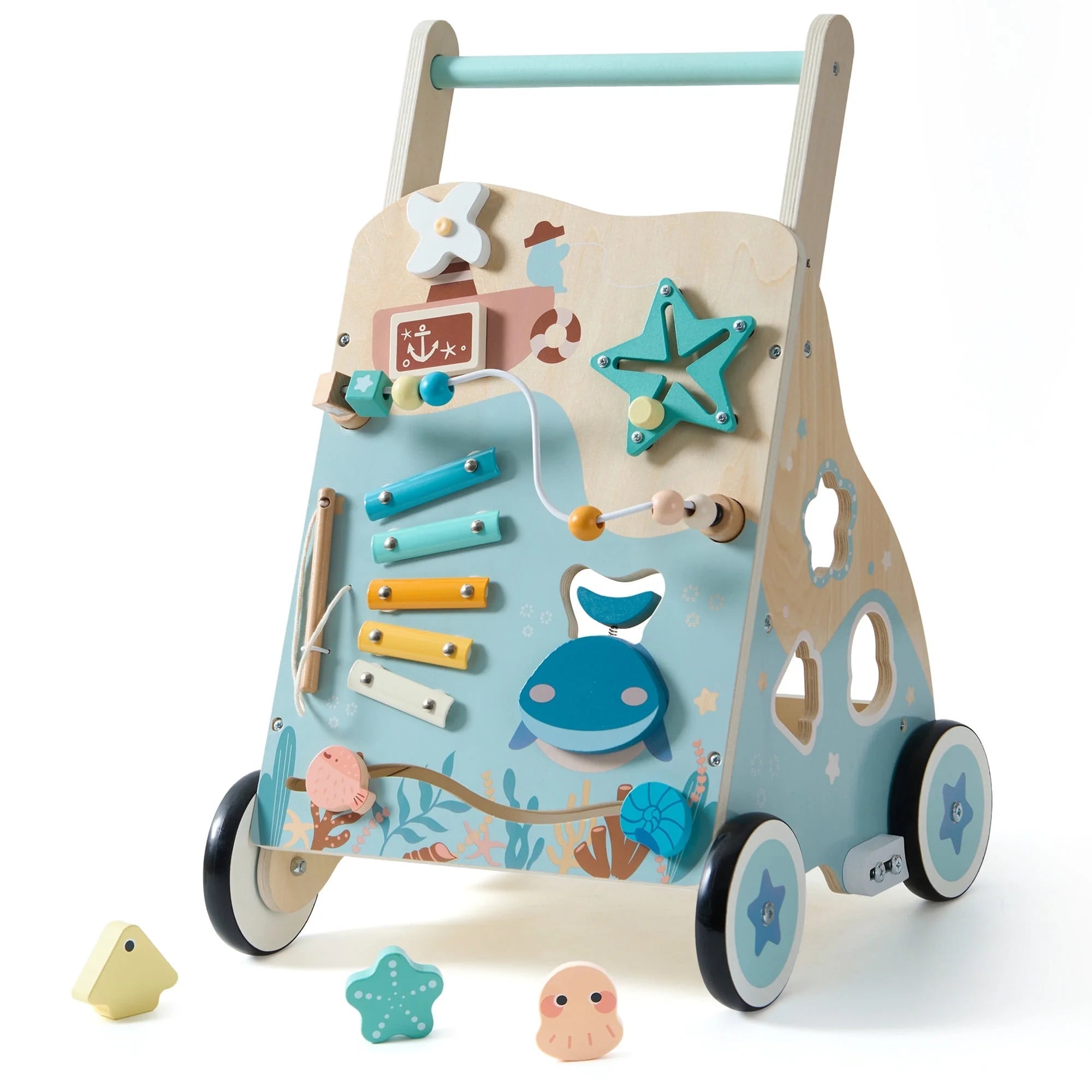 Wooden Sit - to - Stand Baby Walker with Ocean Play Center - Baby Sessions