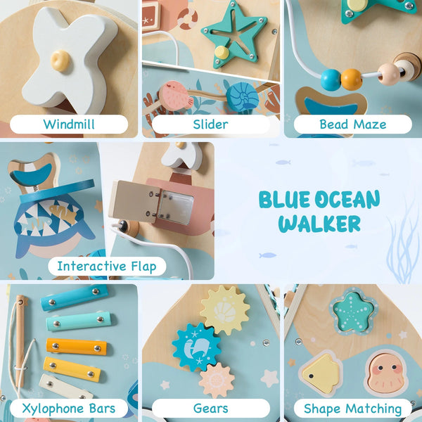 Wooden Sit - to - Stand Baby Walker with Ocean Play Center - Baby Sessions