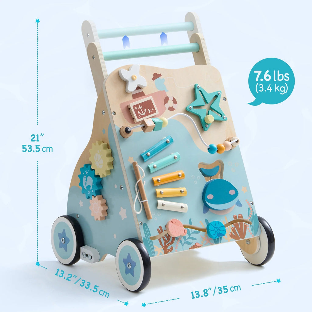 Wooden Sit - to - Stand Baby Walker with Ocean Play Center - Baby Sessions