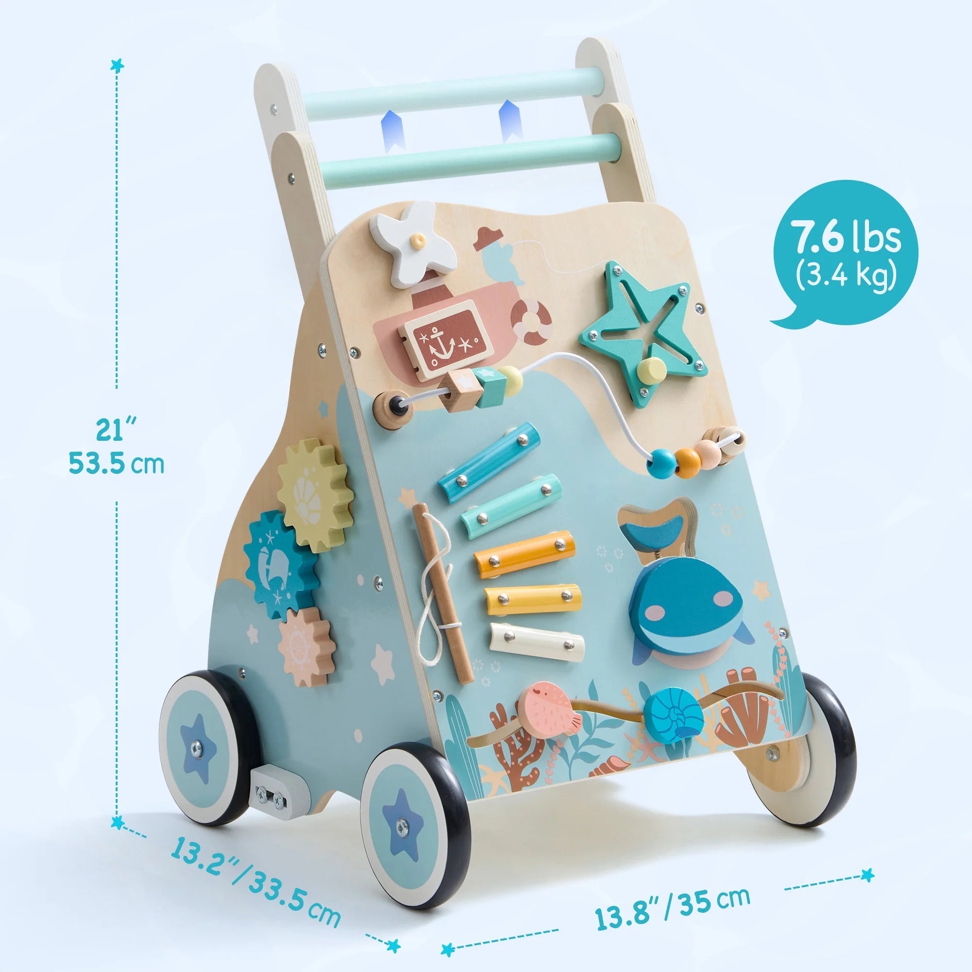 Wooden Sit - to - Stand Baby Walker with Ocean Play Center - Baby Sessions