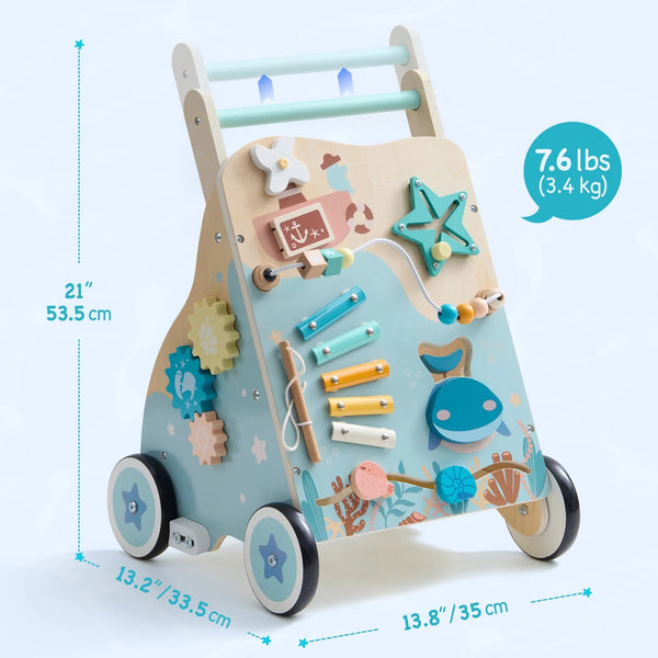 Wooden Sit - to - Stand Baby Walker with Ocean Play Center - Baby Sessions