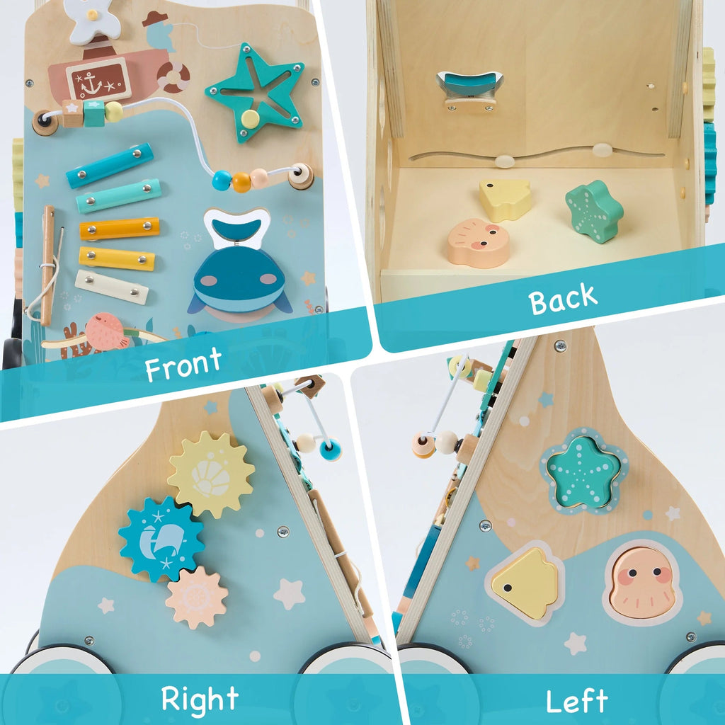 Wooden Sit - to - Stand Baby Walker with Ocean Play Center - Baby Sessions