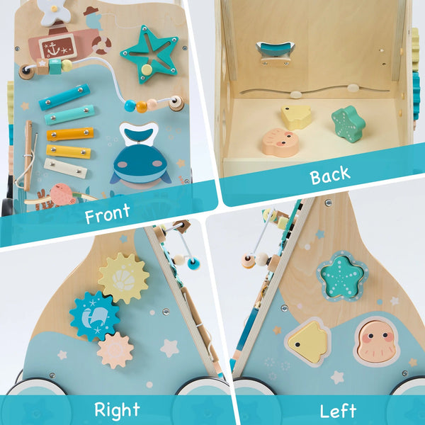 Wooden Sit - to - Stand Baby Walker with Ocean Play Center - Baby Sessions