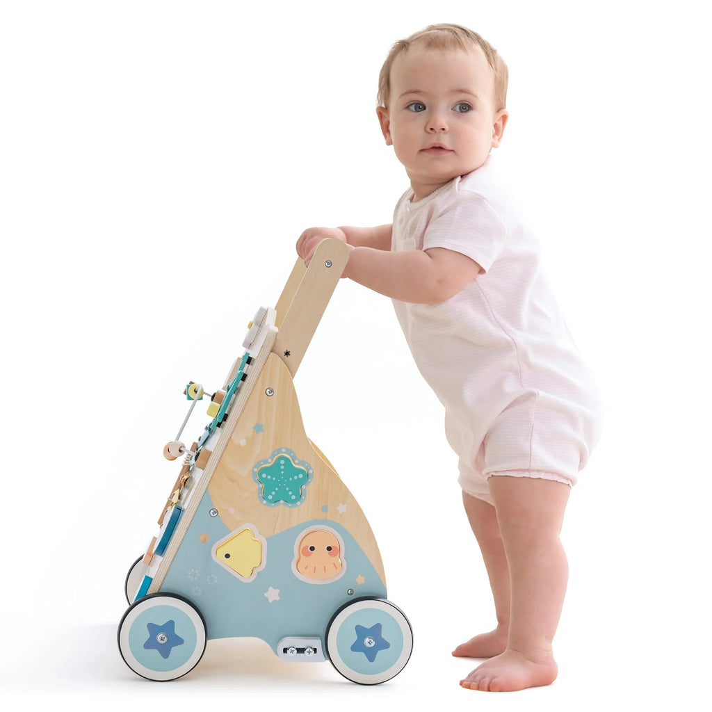 Wooden Sit - to - Stand Baby Walker with Ocean Play Center - Baby Sessions