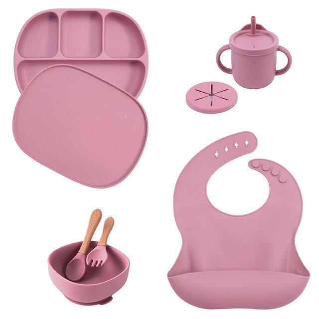 5Pcs Set Silicone Children Tableware - Baby Sessions